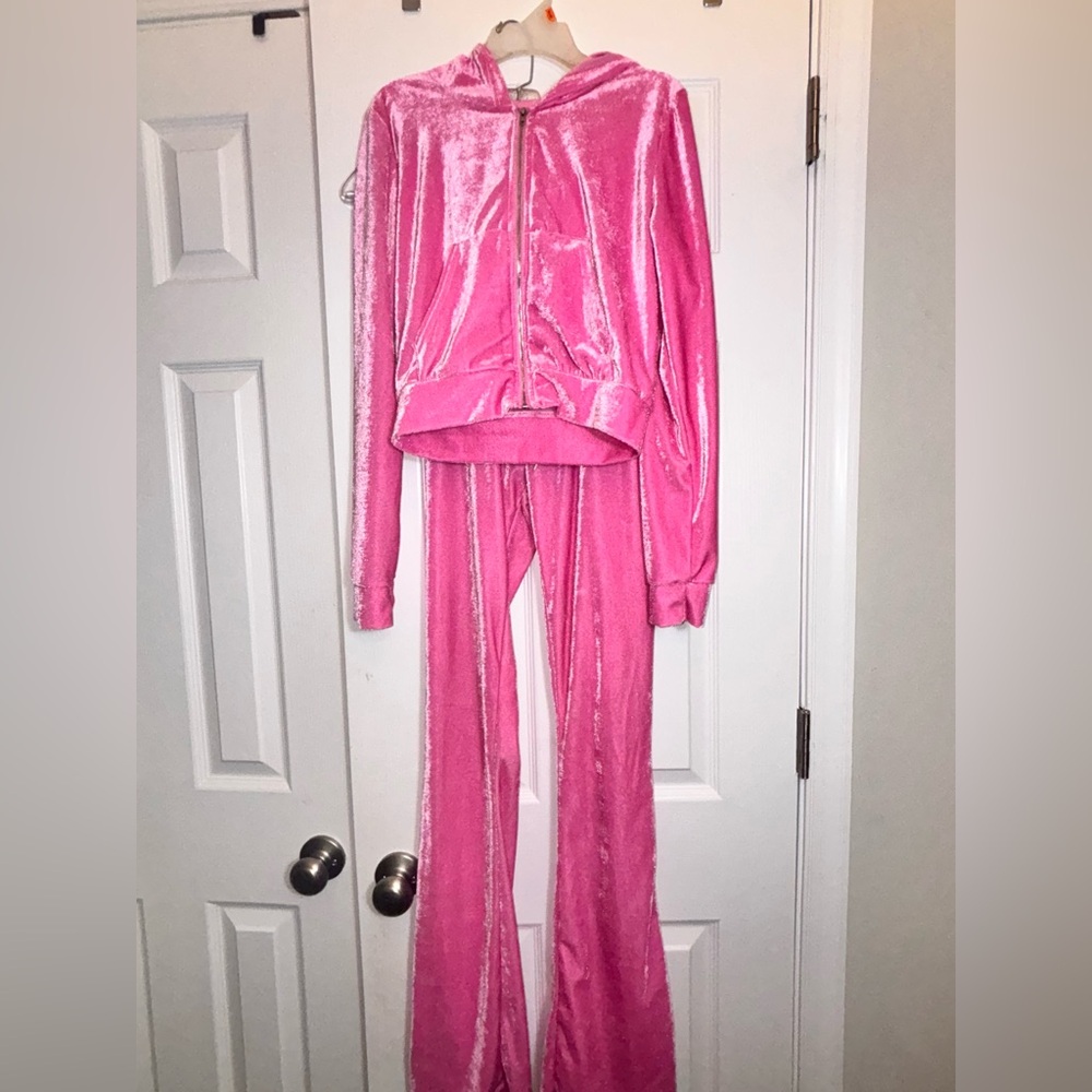 Bright Pink Track Pants with Stretchy Material and Subtle Flare